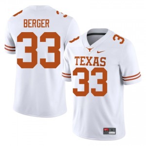 Texas Horns Carson Berger #33 White Jersey | Pro Cut Stitched NCAA Football Men Apparel 50389505