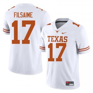 White Xavier Filsaime #17 Texas Longhorns Jersey | Men High School Football Licensed Stitched 78447662