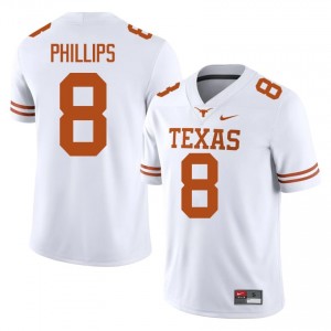 #8 Kade Phillips Texas Horns White Jersey | Authentic Stitched Men Player Football Gear 68688359