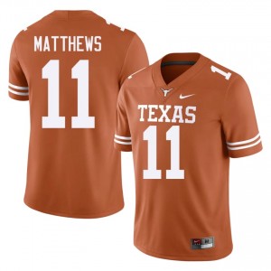 Top-Tier Samari Matthews #11 Horns Orange Jersey | Men University Football Embroidery Fan Gear 46947566