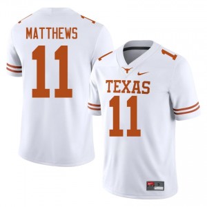 Samari Matthews #11 Texas Athletics Jersey | Gameday White College Football Men Stitched 49130577