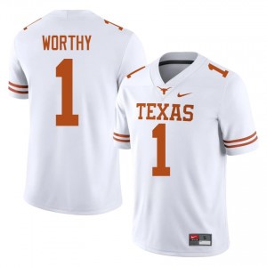 Texas Athletics Xavier Worthy #1 White Jersey | Genuine Stitched NCAA Football Men Apparel 64585676