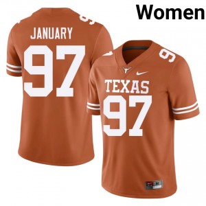 Officially Licensed Alex January #97 Texas Horns Orange Jersey | Women University Football Embroidery Fan Gear 79285244