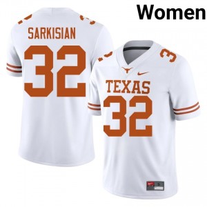 Brady Sarkisian #32 Texas Longhorns Jersey | Gameday White College Football Women Stitched 49259298