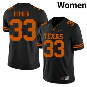Carson Berger #33 Texas Horns Jersey | Iconic Black College Football Women Stitch 33541354