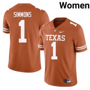 Orange Colin Simmons #1 UT Longhorns Jersey | Women High School Football Limited Embroidery 42701154