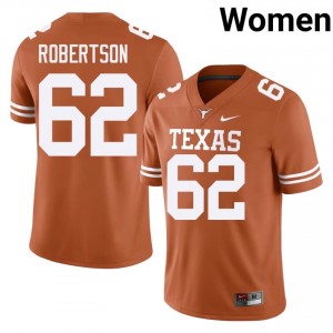 Officially Licensed Connor Robertson #62 Texas Athletics Orange Jersey | Women University Football Embroidery Fan Gear 49287146