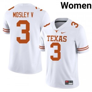 UT Longhorns Emmett Mosley V #3 White Jersey | Essential Stitched NCAA Football Women Apparel 91055470