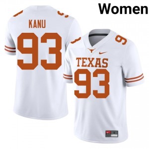 UT Longhorns Hero Kanu #93 White Jersey | Pro Cut Stitched NCAA Football Women Apparel 95110902
