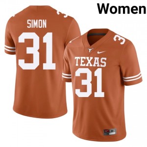 James Simon #31 Horns Jersey | Iconic Orange College Football Women Embroidery 61441131