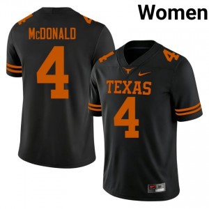 Texas Longhorns Jelani McDonald #4 Black Jersey | Premium Swen NCAA Football Women Apparel 66529038
