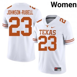 #23 Jordon Johnson-Rubell UT Longhorns White Jersey | Elite Stitched Women Player Football Gear 52366789