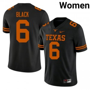 Kobe Black #6 Texas Horns Jersey | Iconic Black College Football Women Stitch 36575517