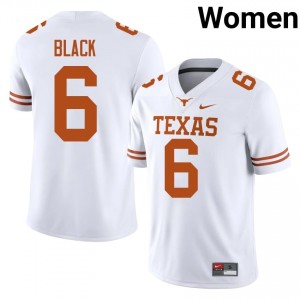 Durable Kobe Black #6 Texas White Jersey | Women University Football Stitched Fan Gear 82617093