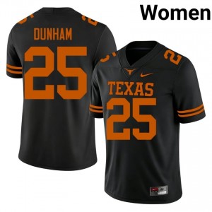 Texas Longhorns Luke Dunham #25 Black Jersey | Genuine Stitch NCAA Football Women Apparel 19436120