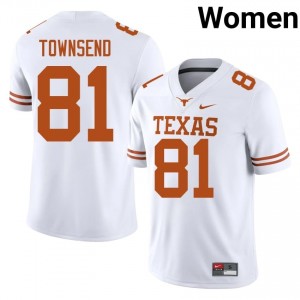 UT Horns Nick Townsend #81 White Jersey | Genuine Stitched NCAA Football Women Apparel 33162804