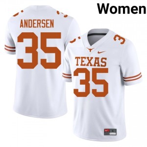 #35 Rett Andersen Texas White Jersey | Classic Stitched Women Player Football Gear 59510377