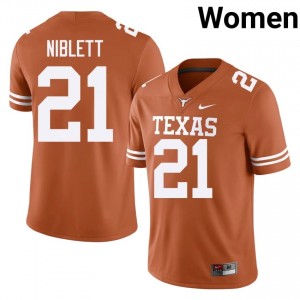 #21 Ryan Niblett Longhorns Orange Jersey | Classic Embroidery Women Player Football Gear 97673291