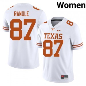 Texas Longhorns Will Randle #87 White Jersey | Premium Stitched NCAA Football Women Apparel 91337876