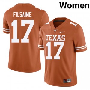 Xavier Filsaime #17 Texas Horns Jersey | Gameday Orange College Football Women Embroidery 29376861