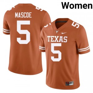 #5 Bo Mascoe UT Longhorns Orange Jersey | Elite Embroidery Women Player Football Gear 57173932