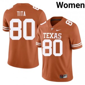 UT Longhorns Brinley Tita #80 Orange Jersey | Pro Cut Embroidery NCAA Football Women Apparel 84212049