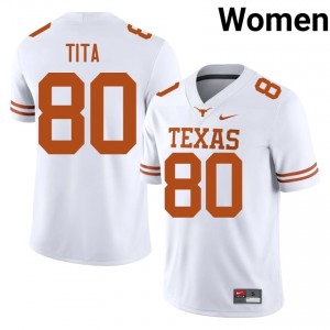 #80 Brinley Tita Texas Horns White Jersey | Classic Stitched Women Player Football Gear 11593195
