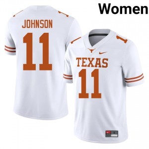 Texas Athletics Derrick Johnson #11 White Jersey | Premium Stitched NCAA Football Women Apparel 81007025