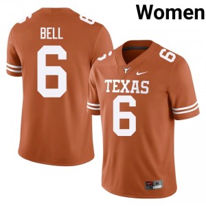 Horns Dia Bell #6 Orange Jersey | Pro Cut Embroidery NCAA Football Women Apparel 57748885