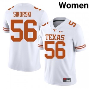 Dylan Sikorski #56 UT Longhorns Jersey | Iconic White College Football Women Stitched 13698371