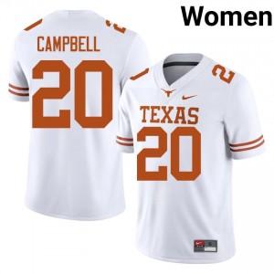 White Earl Campbell #20 Texas Jersey | Women High School Football Licensed Stitched 81120352