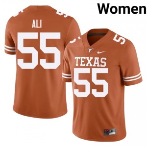 Elijah Ali #55 Texas Horns Jersey | Iconic Orange College Football Women Embroidery 30558930