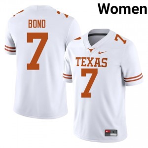 #7 Isaiah Bond Texas Longhorns White Jersey | Alumni Stitched Women Player Football Gear 25406825