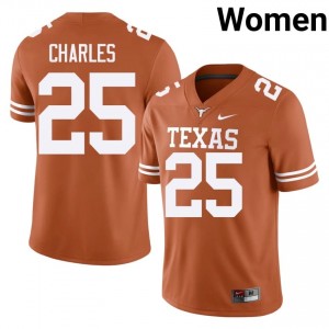 #25 Jamaal Charles Texas Orange Jersey | Authentic Embroidery Women Player Football Gear 13784778