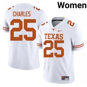 White Jamaal Charles #25 Texas Horns Jersey | Women High School Football Limited Stitched 73232443