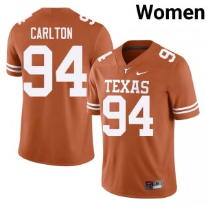 Officially Licensed Jamarion Carlton #94 UT Longhorns Orange Jersey | Women University Football Embroidery Fan Gear 93160151