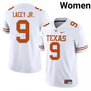 Officially Licensed Karle Lacey Jr. #9 UT Horns White Jersey | Women University Football Stitched Fan Gear 46544640