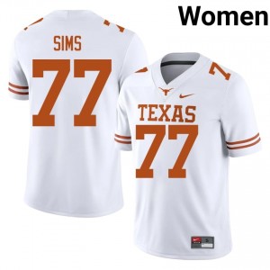Kenneth Sims #77 Texas Longhorns Jersey | Iconic White College Football Women Stitched 81105854