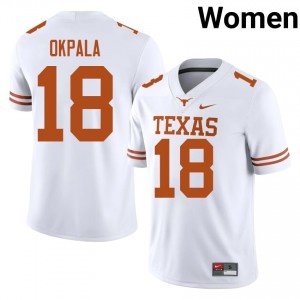#18 Kosi Okpala Longhorns White Jersey | Elite Stitched Women Player Football Gear 73883428