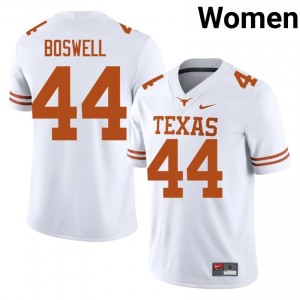 Longhorns Markus Boswell #44 White Jersey | Genuine Stitched NCAA Football Women Apparel 17993738