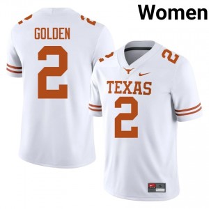 Matthew Golden #2 UT Horns Jersey | Iconic White College Football Women Stitched 10478869