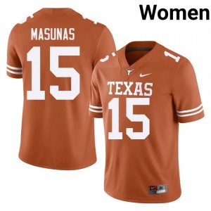 Durable Michael Masunas #15 UT Longhorns Orange Jersey | Women University Football Embroidery Fan Gear 94019779