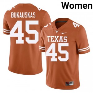 Elite Thread Mikey Bukauskas #45 Horns Orange Jersey | Women University Football Embroidery Fan Gear 78068042