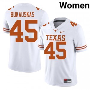 Mikey Bukauskas #45 Texas Athletics Jersey | Exclusive White College Football Women Stitched 73828004