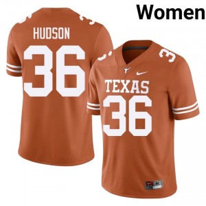 Elite Thread Nick Hudson #36 Texas Orange Jersey | Women University Football Embroidery Fan Gear 58658384