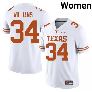 #34 Ricky Williams UT Longhorns White Jersey | Classic Stitched Women Player Football Gear 22893911