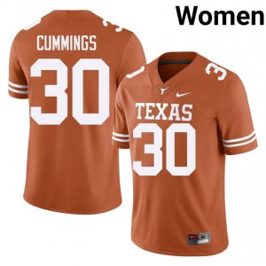 Rocky Cummings #30 Texas Athletics Jersey | Iconic Orange College Football Women Embroidery 25308654