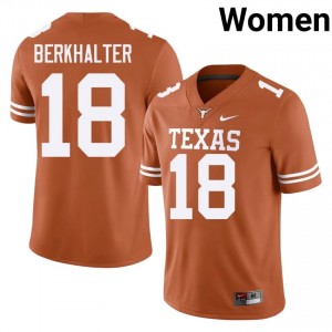#18 Sterling Berkhalter Texas Orange Jersey | Classic Embroidery Women Player Football Gear 67851506