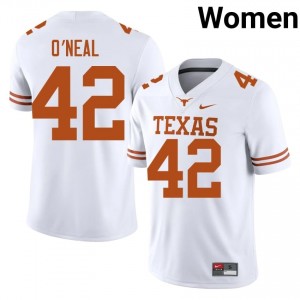 Durable Trott O'Neal #42 Texas Horns White Jersey | Women University Football Stitched Fan Gear 52173596