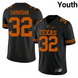 Elite Thread Brady Sarkisian #32 Longhorns Black Jersey | Youth University Football Stitch Fan Gear 39765354